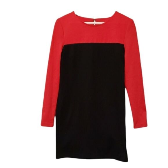 Michael Kors Color Block Long Sleeve Zipper Back Dress - Picture 1 of 7